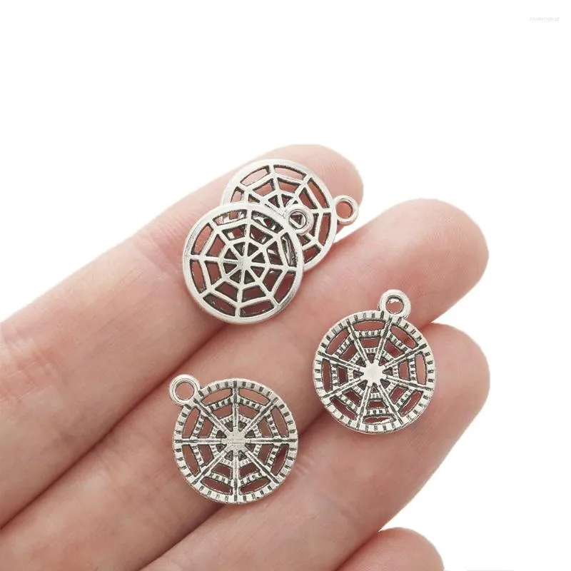 Charms 30Pcs Tibetan Silver Zinc Alloy Halloween Spider Web For DIY Craft Earrings Necklace Bracelet Jewelry Making Accessories