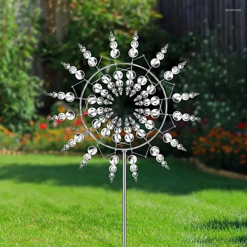 Décorations de jardin 3D Wind Dynamics Catcher Moulin à vent rotatif en plein air magique en métal artisanat créatif décoration de la maison ornements