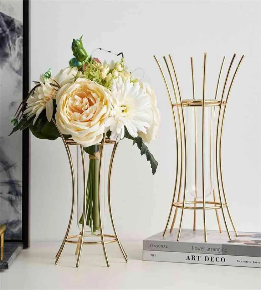 Golden Metal Vase Home Creative Living Room Flower Stand Decoration Terrarium Pots Ative 2106105758756