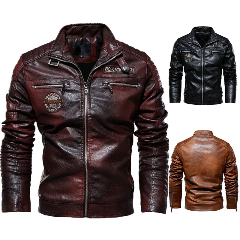 Hommes automne et hiver hommes de haute qualité manteau de mode veste en cuir PU Style moto vestes décontractée noir manteau chaud 240103