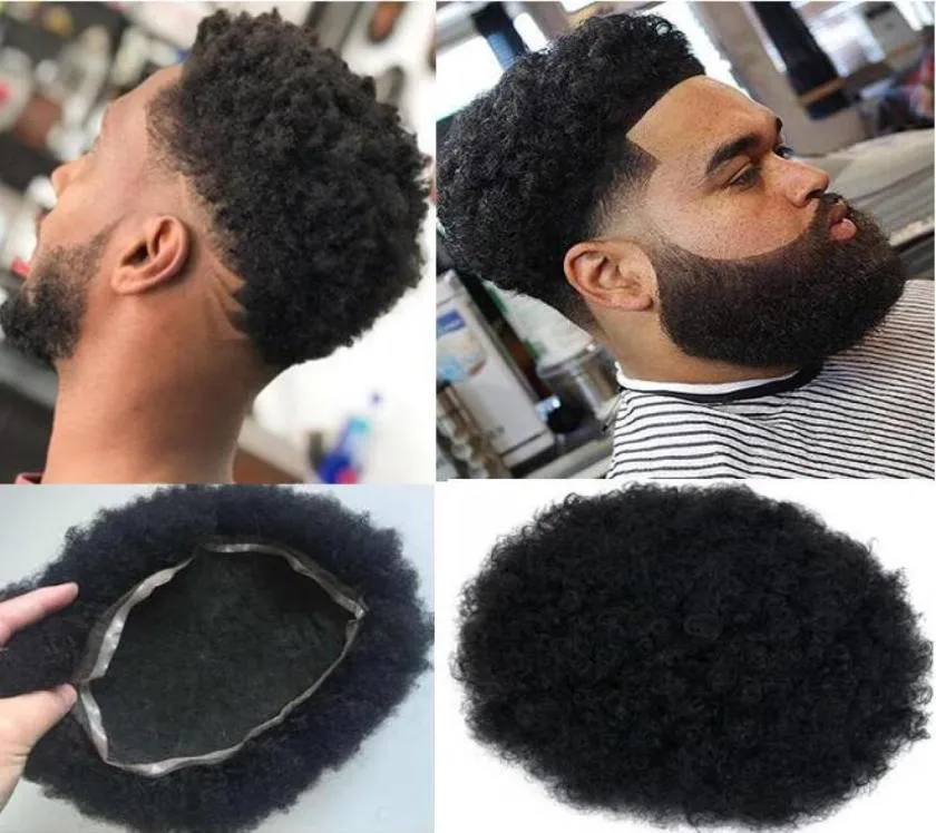 Sistema De Cabello Para Hombres Peluca Para Hombre Postizos Afro Curl