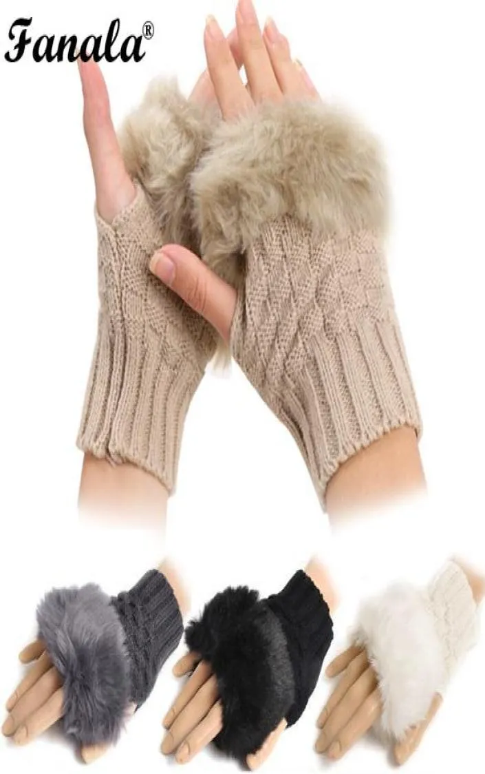 2018 neue Mode Winter Arm Wärmer Fingerlose Handschuhe Gestrickte Pelz Trim Handschuhe Fäustling N30203091068