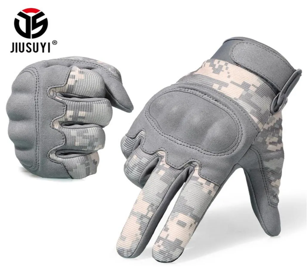 Taktiska militära arméhandskar ACU Camouflage Touch Screen Paintball Combat Fight Hard Knuckle Bicycle Full Finger Gloves Men LJ2013283326