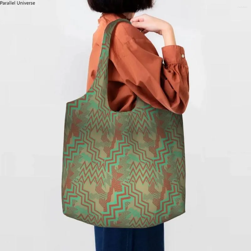 Shopping Bags Funny Free Random Zigzag Seamless Patterns Tote Bohemian Modern Geometric Canvas Groceries Shoulder Shopper Bag