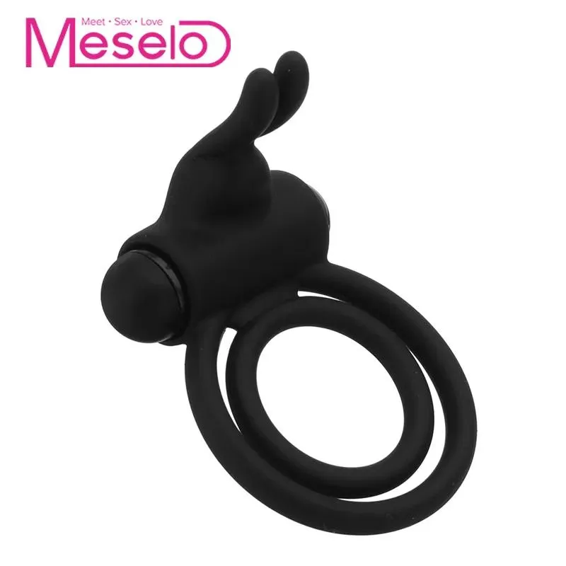 Vibratori Meselo Doppio Anello Per Gli Uomini Vibratore Del Pene Stimolare Il Clitoride Orecchie Di Coniglio In Silicone Vibrante Cockring Ritardo Giocattoli Del Sesso Per Gli Uomini Y