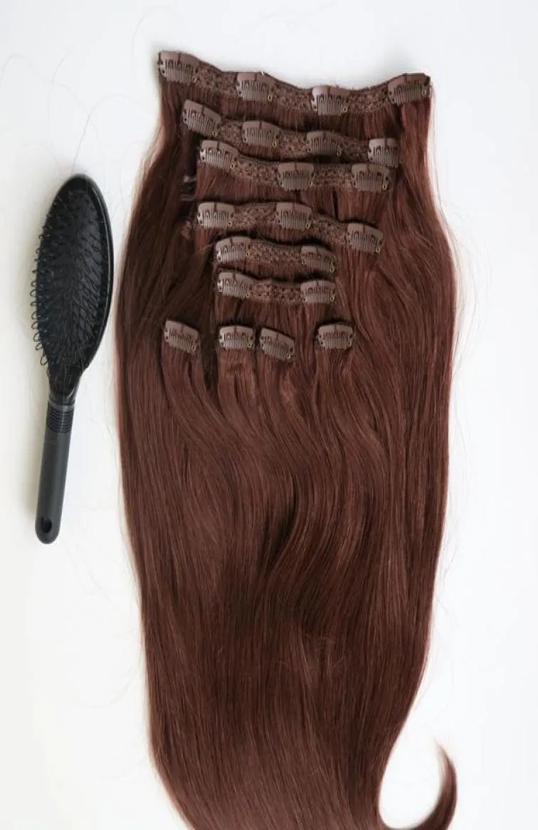 220G 20 22 -tums klipp i mänskliga hårförlängningar Brasilianskt hår 33 Färg Remy Straight Hair Weaves 10pcsset Comb7311812