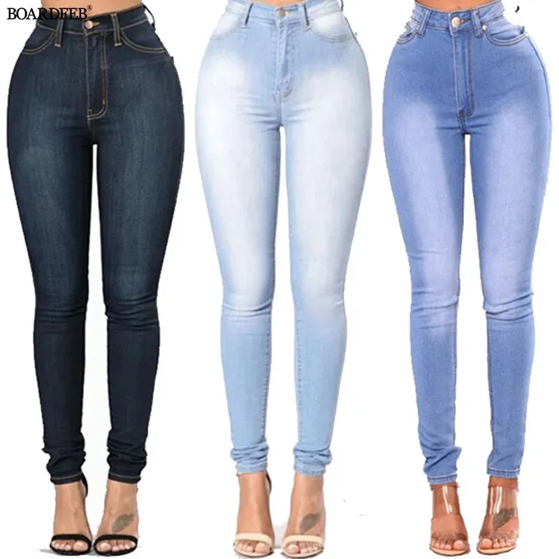 Women High Waist Jeans 2023 Spring Summer Skinny Casual Office Lady Slim Lifting Butt Denim Pencil Pants Female Elastic Trousers 240102