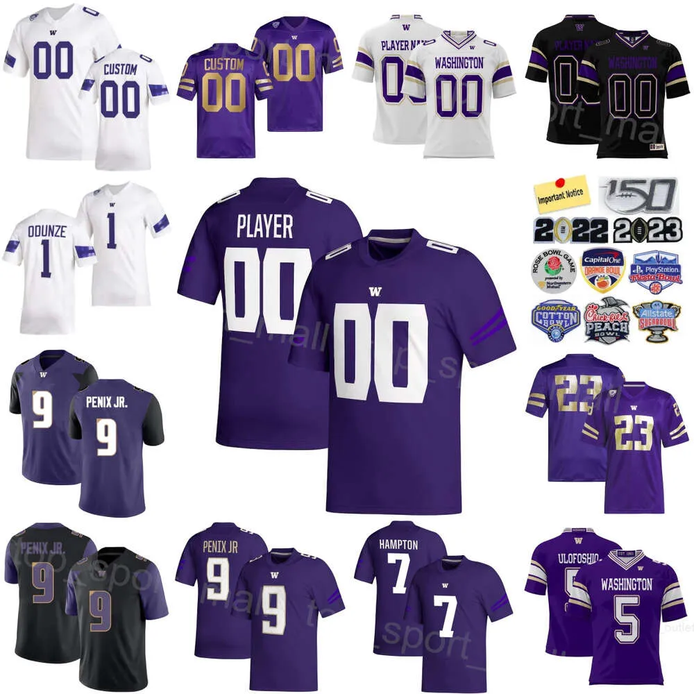 Men College Football Washington Huskies Jerseys University 9 Michael Penix Jr 7 Dillon Johnson 8 Will Nixon 1 Rome Odunze 2 Jalynn Polk 11 Jalen McMillan Uniform