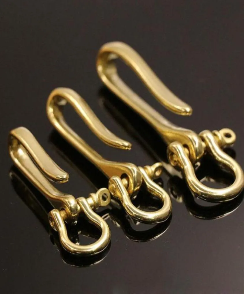 Keychains Copper Brass U Shaped Fob Belt Hook Clip Mens Metal Gold 3 Size Key Chain Ring Joint Connect Buckle Holder Accessory6458026