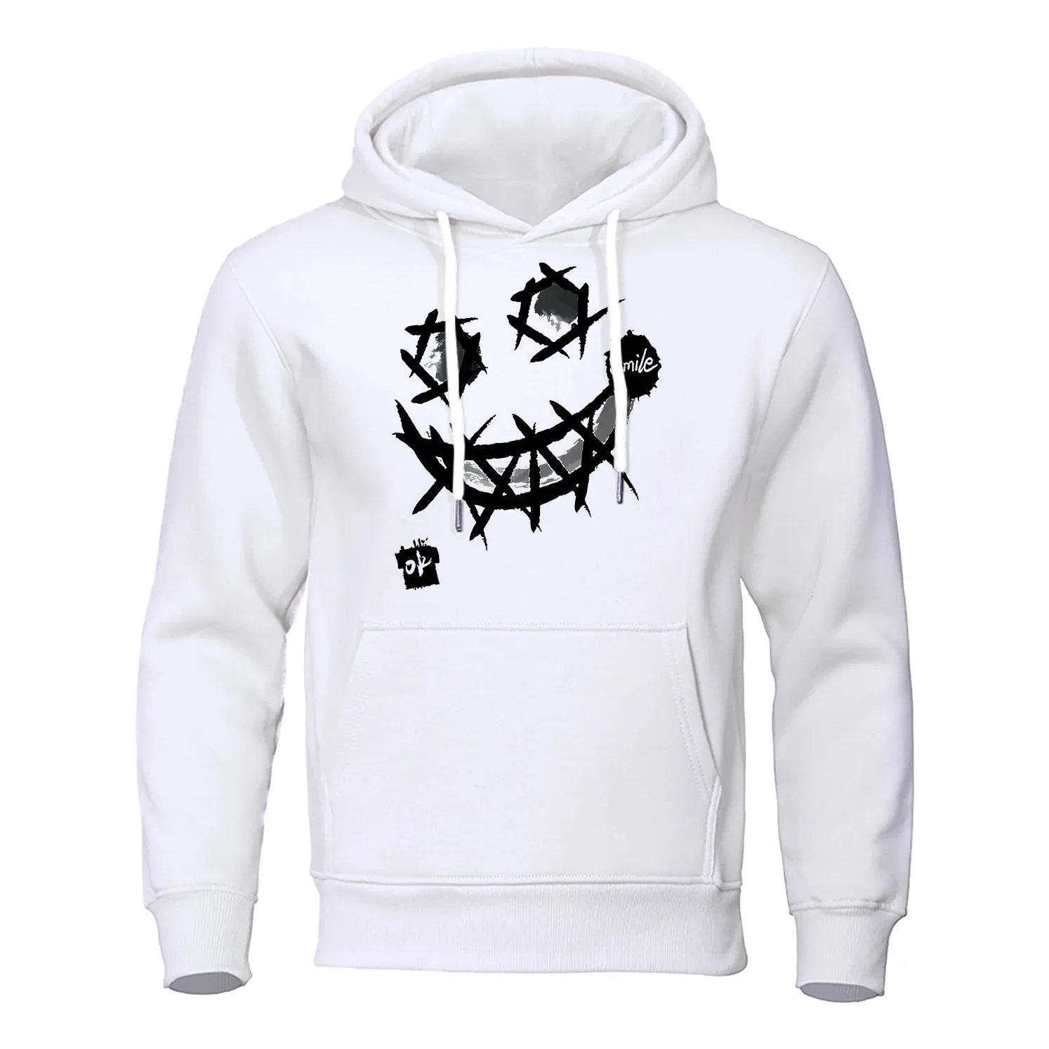 L'expression terrifiante du style graffiti Sweats à capuche pour hommes Street Hip Hop Sweat à capuche en polaire avec poche Pull à col rond Vêtu 240102