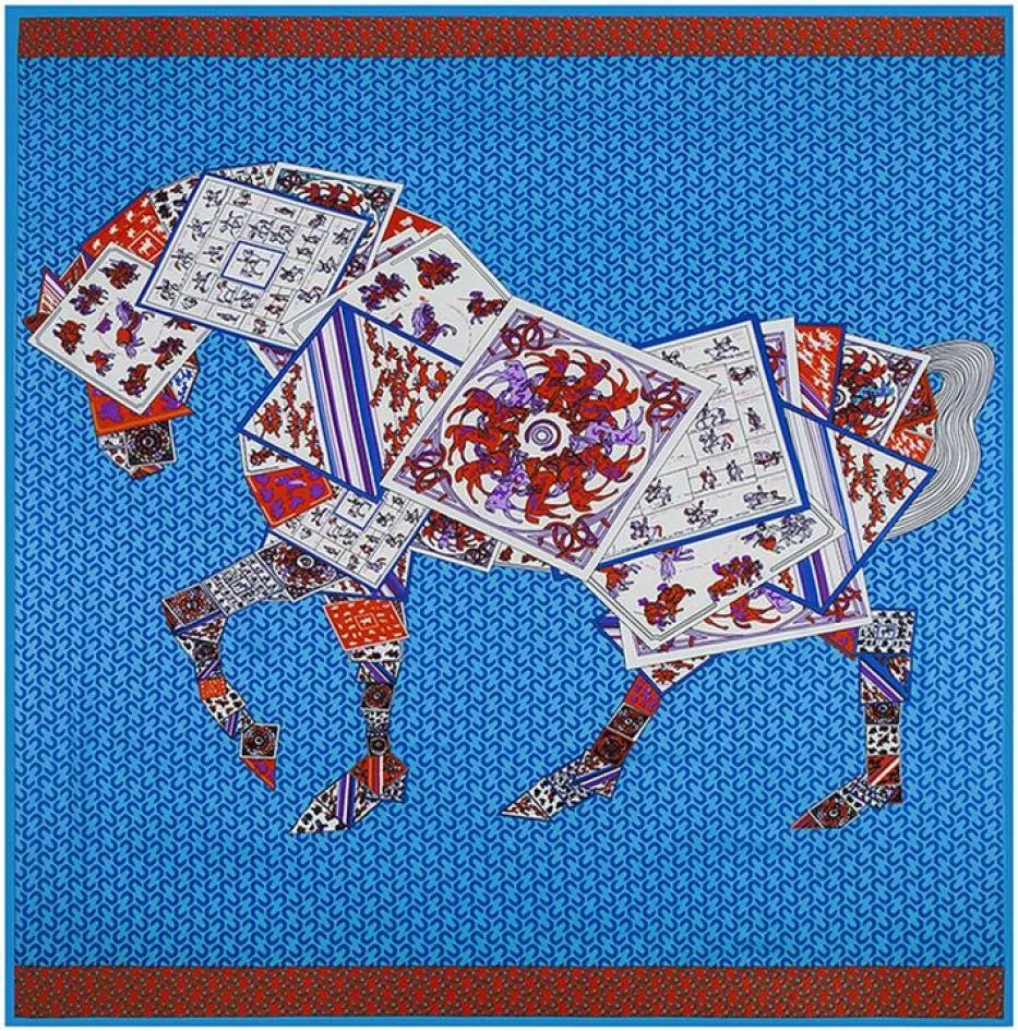 5 couleurs flambant neuf foulard en soie sergé femmes 039s Poker cheval imprimé écharpe cachemire carré écharpe femmes 039s châle et enveloppement Fashion4000278