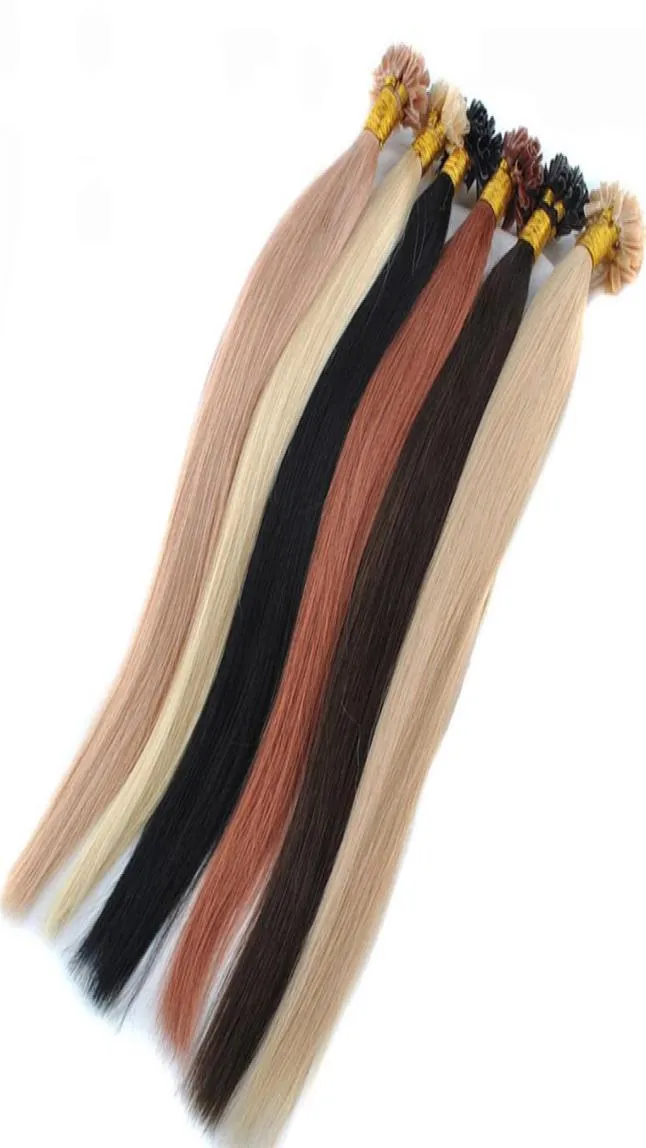 Lunghezza 20quot 100g 1g s colori personalizzati Capelli Colla alla cheratina italiana Punta a U Estensioni preincollate INDIAN REMY HAIR1639073