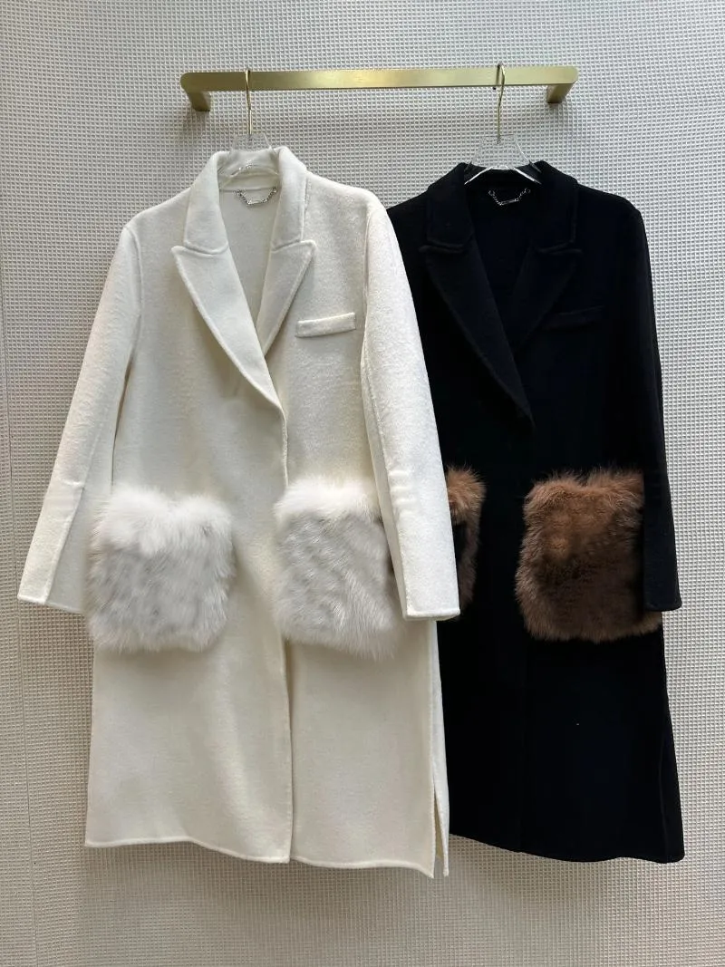Vestes pour femmes 2024 Plutocrates peuvent être portées année après sans se démoder style long manteau de laine amovible double poche fur9.9