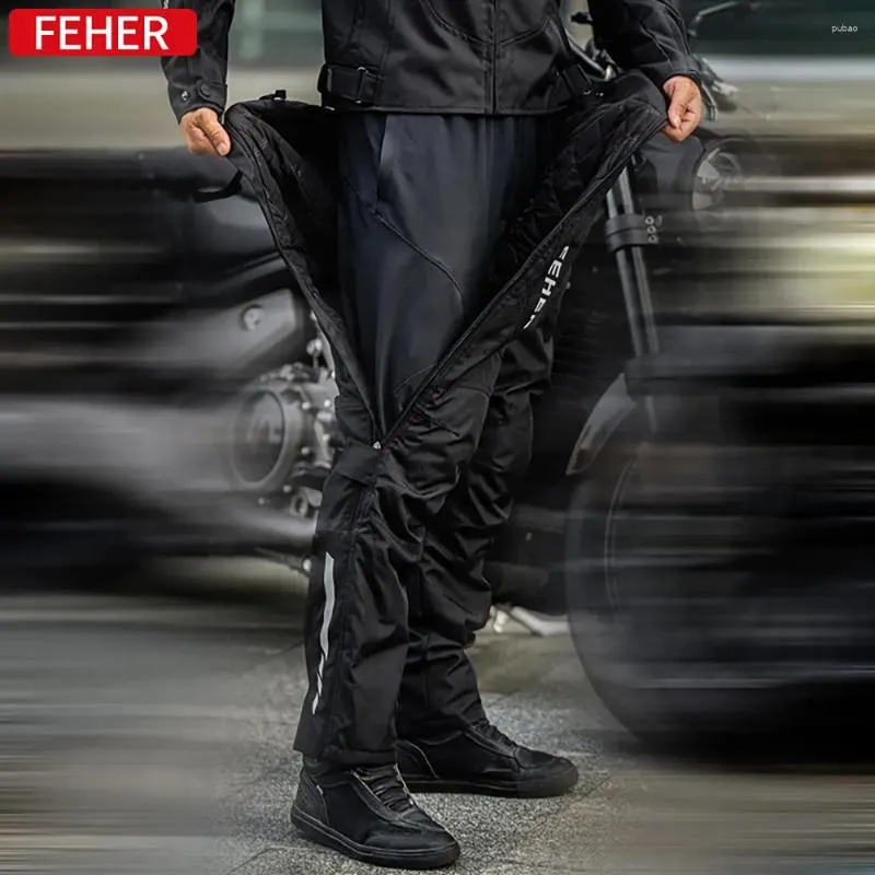 Vêtements de moto Mise à niveau Hiver Hommes Pantalon à dégagement rapide Windpeoof Pantalon chaud imperméable Motobike Riding 4pcs CE2 Coussinets de protection