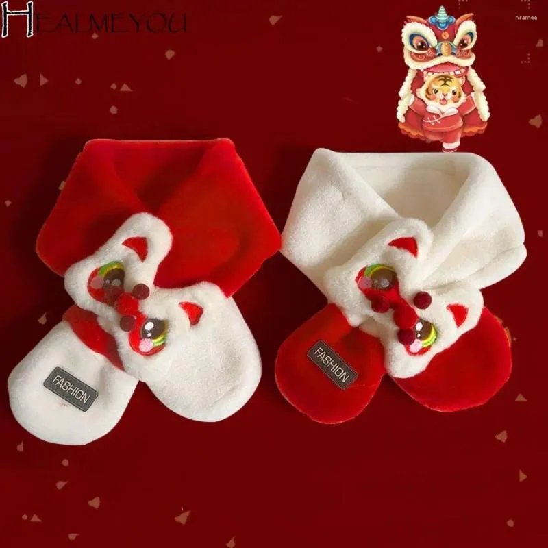 Sjaals Cartoon Dans Jaar Pluche Sjaal Winter Elegant Kruis Rood Kinderhalswarmer Sjaal