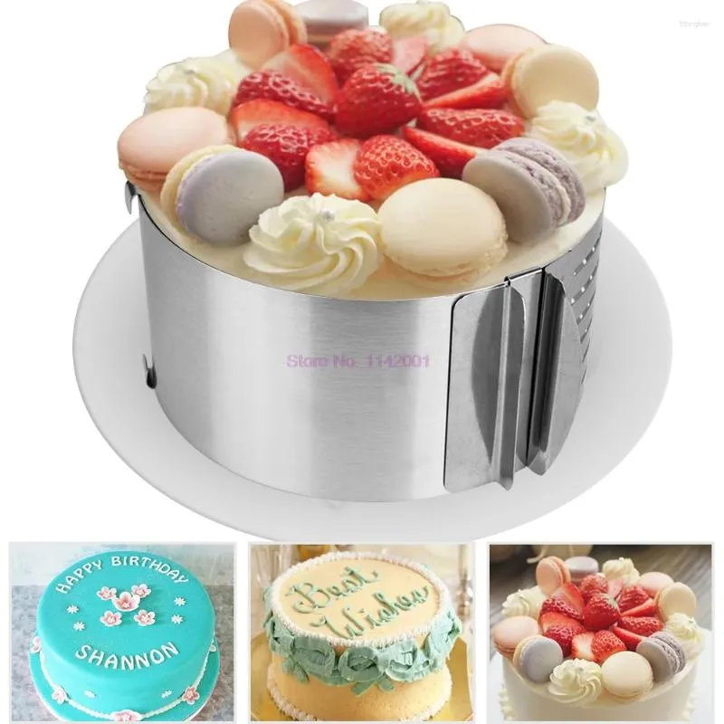 Baking Moulds 50pcs Adjustable Mousse Ring 3D Round Cake Molds Stainless Steel Kitchen Dessert Decorating Tools