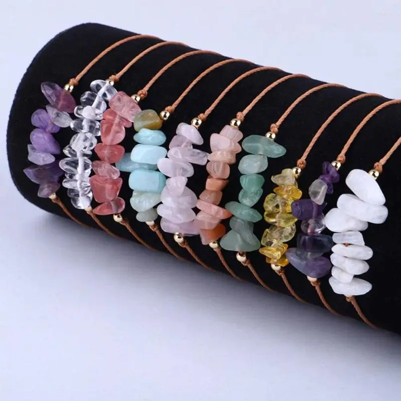Charme pulseiras ametistas fluorite pedra natural praia corpo jóias cristal cascalho bohemia pulseira acessórios femininos