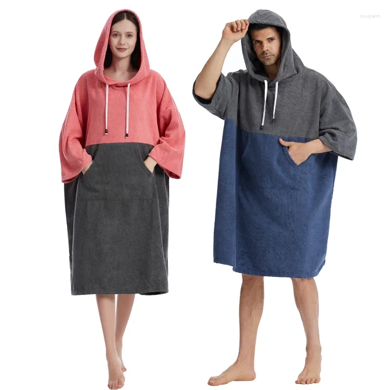 Toalha feminina protetor solar banho saia robe homens oversized grosso quente com capuz mudança de praia roupão secagem rápida natação surf