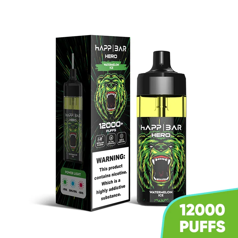 Happ 12k puffs vapes fylld på 16 ml 2% 5% styrka vape juice 12000 puffs engångsgummi björn smaker ren smak elektronisk cigarett