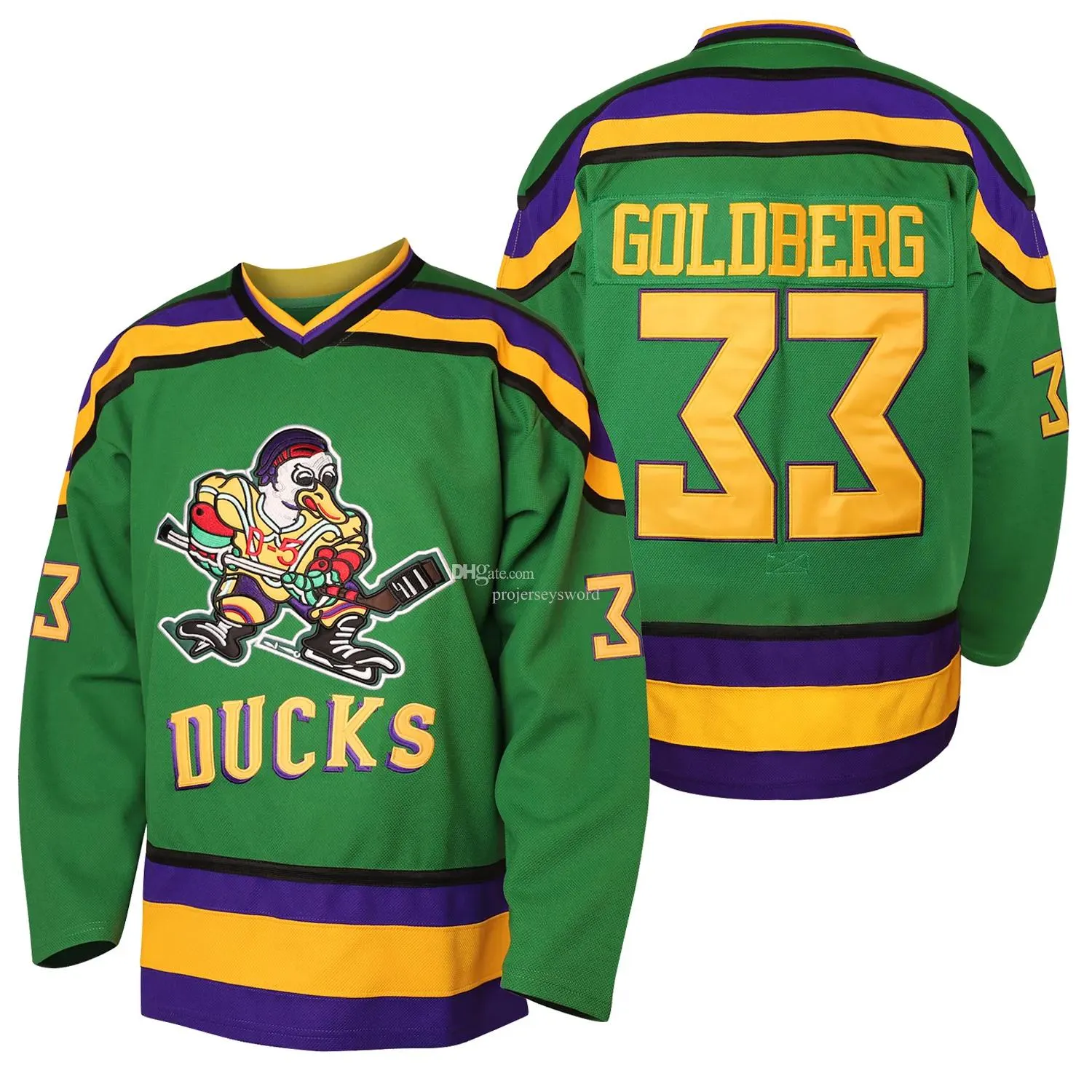 Herren Mighty Duckss Trikot 33 Greg Goldberg 96 Charlie Conway 99 Adam Banks Genähte Eishockey-Trikots AUF LAGER Fase Versand S-XXXL