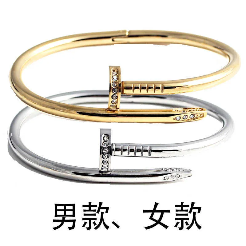 Designer schroef bangle armband nagels love mode luxe sieraden verzorger originele trendy 18k gouden diamant voor dames mannen nagelarmbanden zilveren sieraden armband fq44