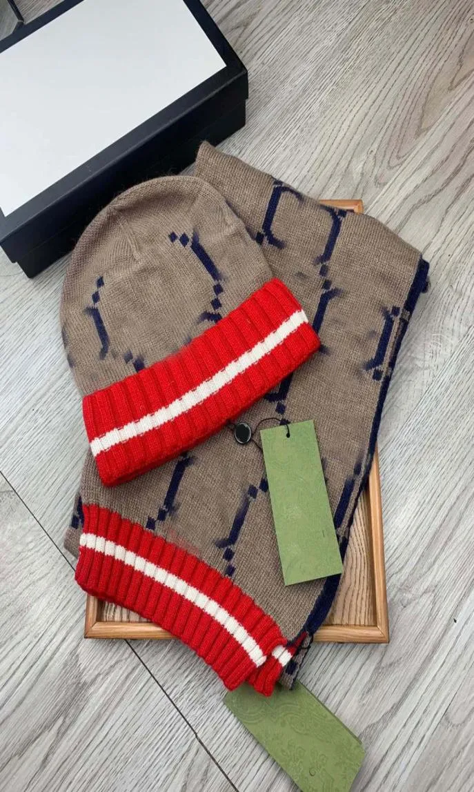 2022 new winter hatsscaves sets luxury designer hat and scarf woman mens knit scarf set beanie cashmere wool knitted design lette2401173