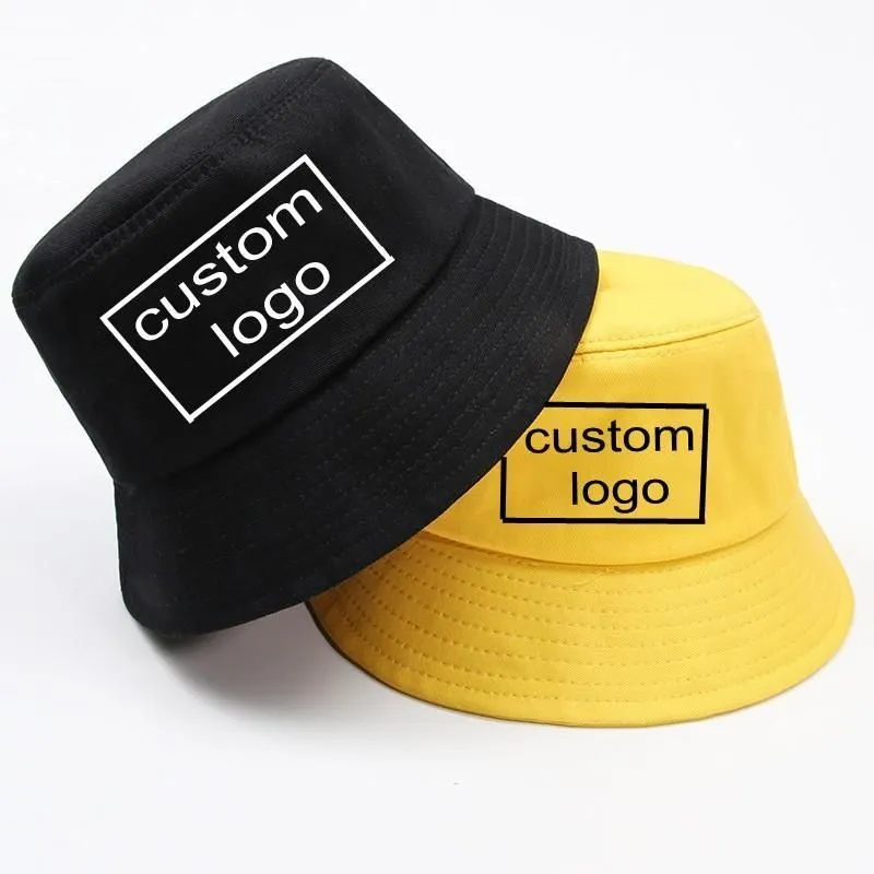 Custom Bucket Hat Embroidery Printing Logo Adults Children Kids Size All Color Available Summer Cap Beach Brim Sun Visor