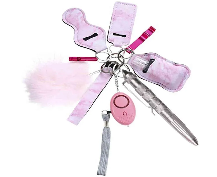 Porte-clés anneau d'auto-défense pour femmes, Portachiavi Donna, stylo tactique d'alarme, ensemble de porte-clés de défense personnelle pour filles, Armas5338701