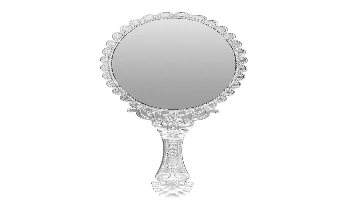 1pcs Cute Silver Vintage Ladies Floral Repousse Oval Round Makeup Hand Hold Mirror Princess Lady Makeup Beauty Dresser Gift8278766