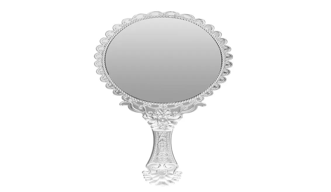 1pcs niedliche silberne Vintage Damen Blumenrepousse Oval Round Make -up Hand Hold Mirror Prinzessin Lady Make -up Schönheitskommode Geschenk8278766