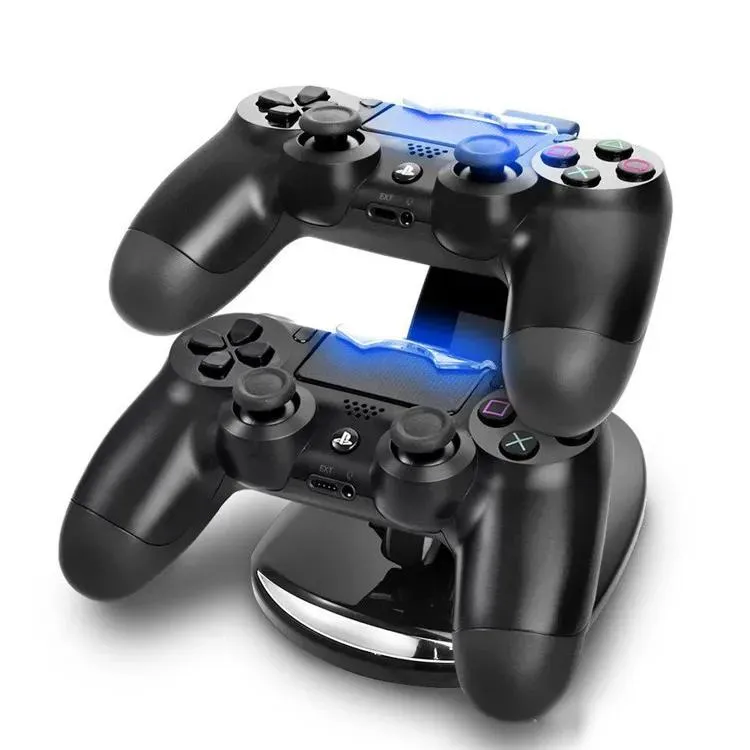 Laddare Dubbel ny ankomst ledde USB -laddadock Docking Cradle Station Stand för trådlöst Sony PlayStation 4 PS4 -spelkontrollladdare