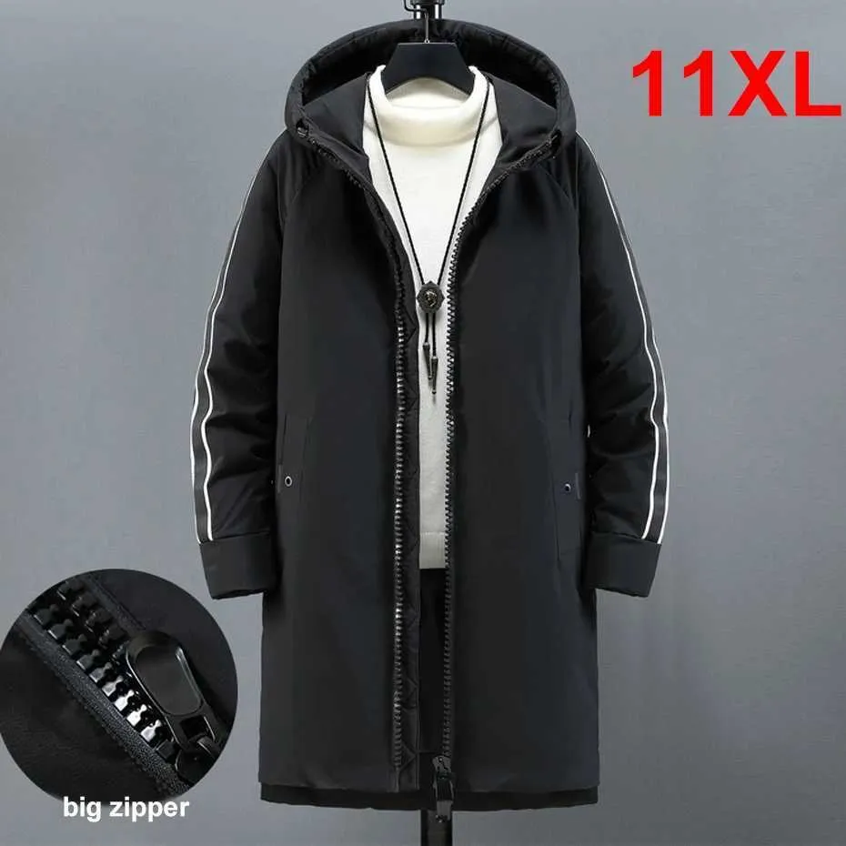 Herrarna ner parkas svarta långa parkor män vinter tjock varm jacka 10xl 11xl plus size coat mode vinter parkas manliga lastjackor stor storlek 11xl j240103