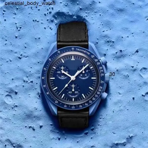 Materiał ceramiczny Moonswatch Bioceramic Quarz Chronograph Męs Women Watch Mission to Mercury Nylon Luksus Watch James Montre de Luxe Limited Edition Mast P015