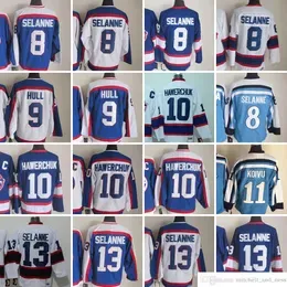 1980 Movie Vintage Hockey 8 Teemu Selanne Jerseys CCM Embroidery 9 Bobby Hull 10 Dale Hawerchuk 13 Teemu Selanne Laurie Boschman Teppo Numminen Koivu Jersey RETRO