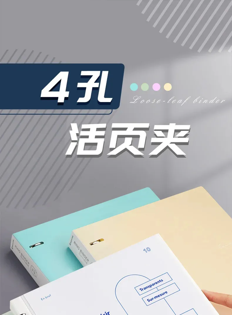 Uquelic Presentation Ring Binder, A4 Display Folder With 50 Punched Pockets And 6 Colorful PP Divider Pages, Folder File Plastic Sleeves For
