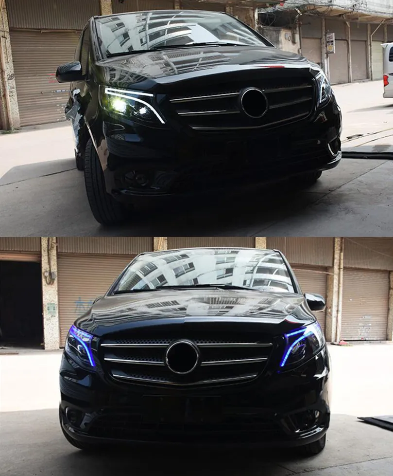 Lampa główna do Benz Vito W447 LED Daytime Runglight 2013-2019 Skręć sygnał podwójna wiązka lekkie akcesoria samochodowe