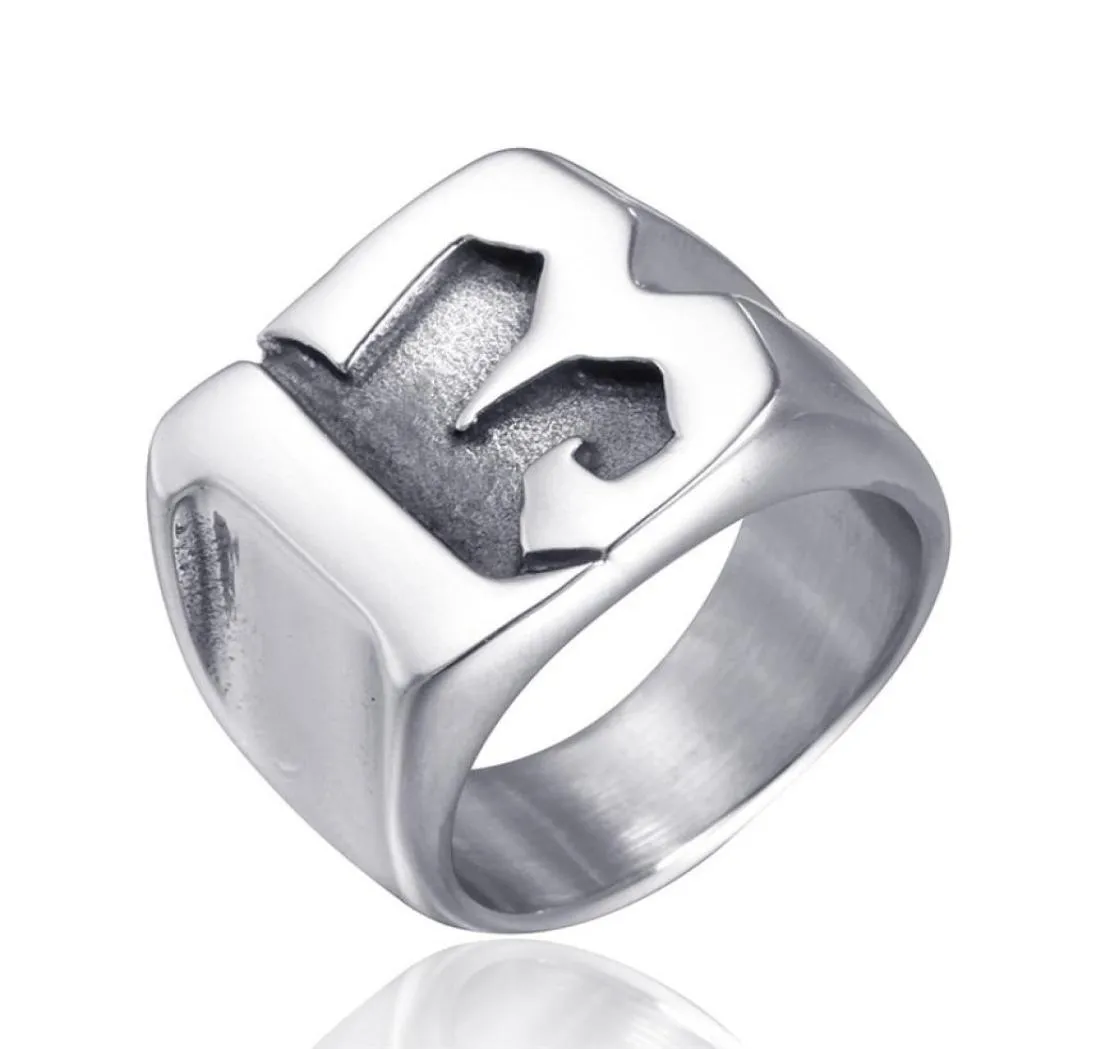 Moda anel de aço inoxidável 13 letras preto prata e ouro três tipos de cores algarismos arábicos anéis de número punk para homens039s2202256