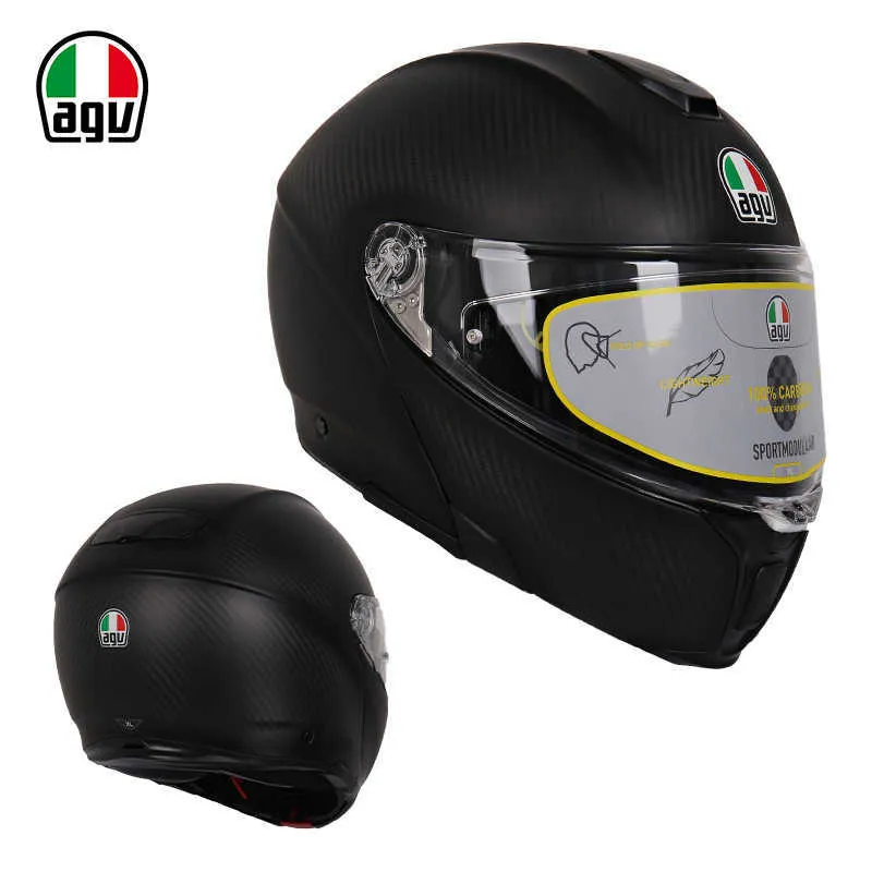 Helmets Moto AGV Motorcycle Design Comfort Agv Carbon Fiber Faceless for Men and Women's Anti Fog Motorcycle Racing Full Helmet Covered Safety Y0L2