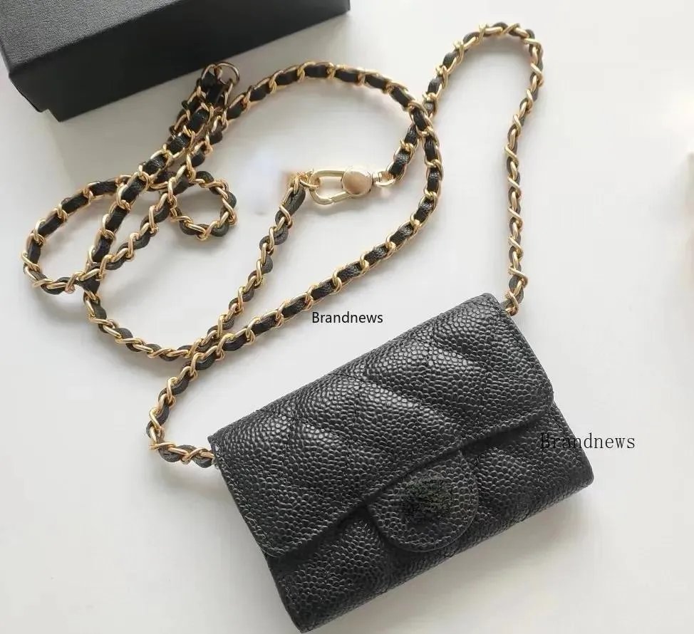 Purses Designer Real Leather Plaid Coin Purses Luxury Brand Chain Cow Sheep Skin Small Plånbok axelväskor Söta mode kvinnliga gåvor till och med