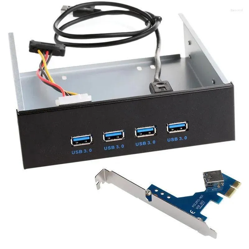 Hubs Ports USB 3.0, séparateurs de panneau avant, adaptateur de carte PCI Express PCIE, baie d'extension 5.25 pouces pour ordinateur PC