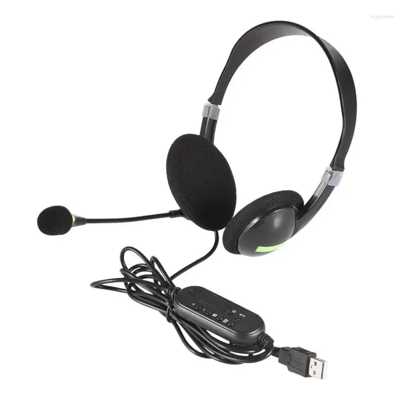 Microphones USB Headset With Microphone Universal Noise Cancelling Headphones Stereo Sound Earphones For Phone Computer PC Gaming