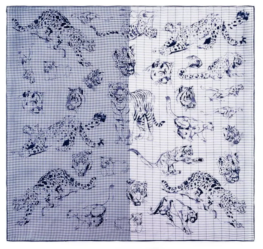 Dubblar Silk Square Scarf Women Animal Leopard Print Shawl Vintage Kerchief Neck Scarves Kvinnliga pannbandsdukar för damer 905178351