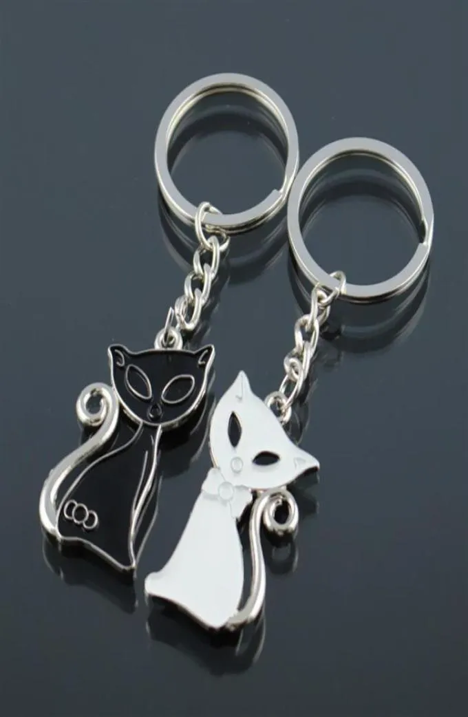 2021 1 Pair Couple Cats Keychain Animal Bag Pendant Car Key Chain For Women Men Friend Keyring Lovely Jewelry Child Gifts243T3691977