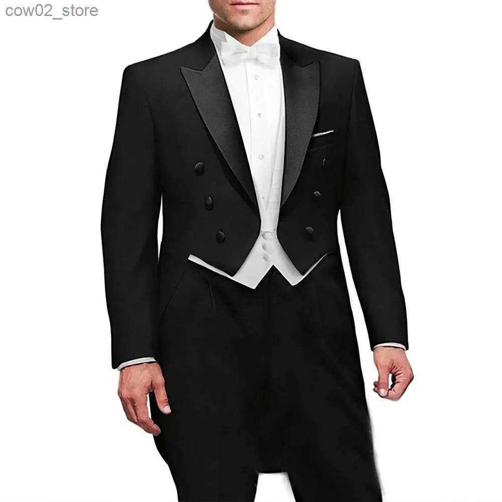 Mäns kostymer blazrar Nya italienska skräddarsydda design Men kostymer för Wedding Prom (Jacket+Pants+Vest) Elgant Terno Men Suit Set Groomsmen Groom Tuxedos Q230103