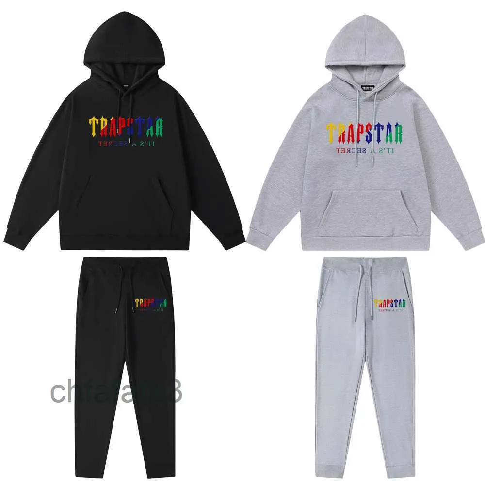 Trapstar Oversized Hoodie Mens Trapstar Tracksuit Designer Shirts Print Letter Luxury Black and White Grey Rainbow Color Summer Sports Fashion Cotton Co 6JEO