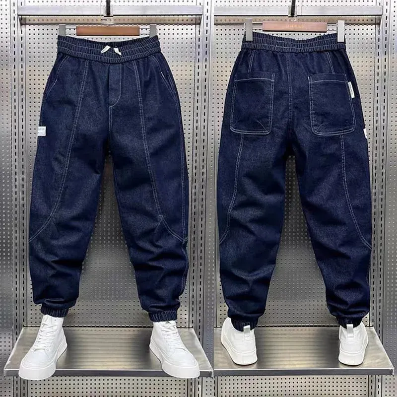 Streetwear Mode Mannen Jeans Retro Blauw Gesplitst Designer Casual Denim Cargo Broek Hip Hop Joggers Broek Merk Herenkleding 240103