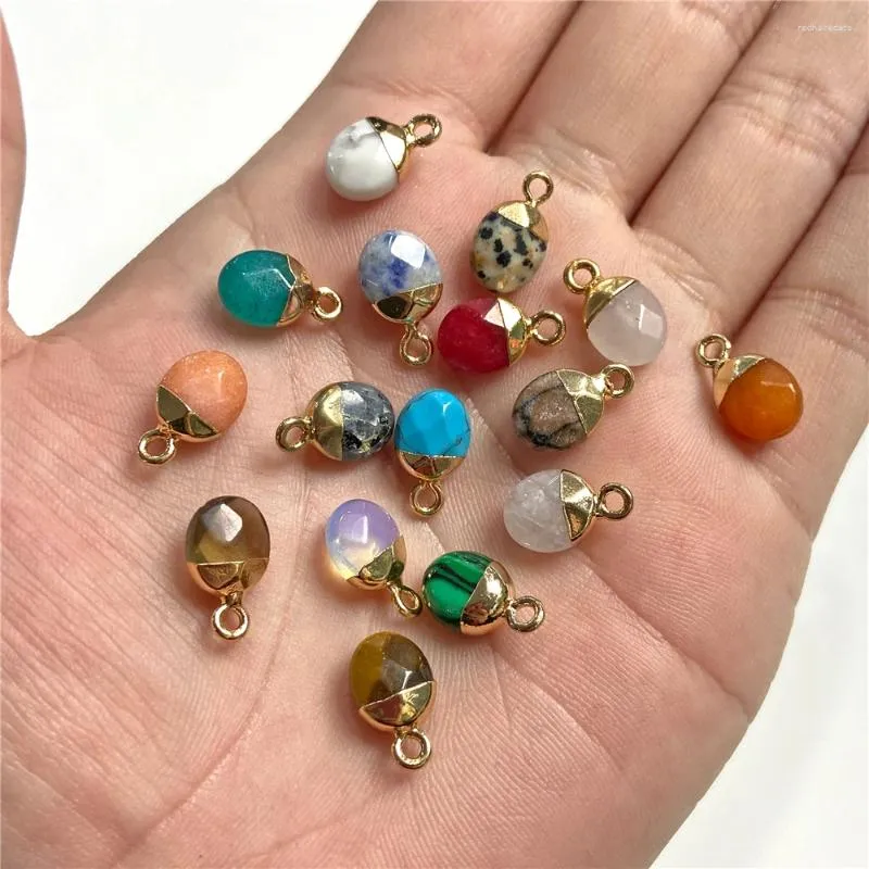 Charms 5pcs Natural Stone Oval Faceted Charm Pendant For DIY Jewellery Making Necklace Earrings Gem Accessory 6x10MM Wholesale