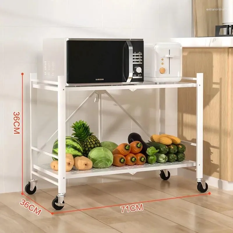 Kitchen Storage Foldable Movable Mobile Rack Multifunctional Living Room Multi-layer Bookshelf Display