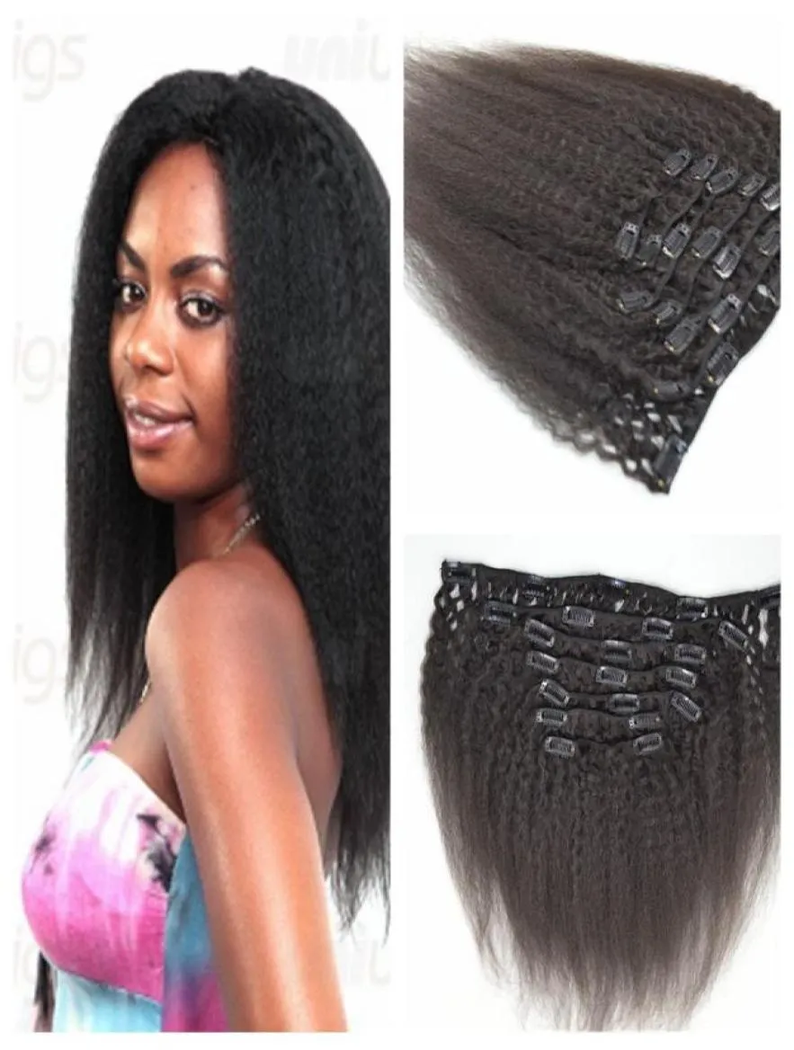 3a3b3c Clips Extensions de cheveux humains 1226 pouces 7pcslot 120g cheveux humains indiens crépus pince droite en Extension GEASY4872095