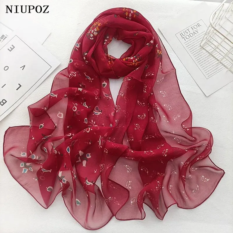 Foulards Montagne Fleur Femmes Foulard Élégant Mousseline De Soie Georgette Bandana Écharpe Été Plage Crème Solaire Mince Respirant